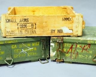 Wood Ammo Boxes With Handles, Qty 2, And Ammo Crate