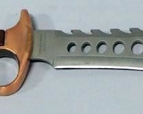 Maxam Fixed Blade Knife With Single Serrated Edge And Brass Knuckle Style Handle, 8" Blade, With Leather Sheath And Box