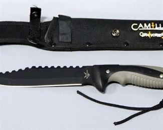 Tac Assault Fixed Blade Knife With Single Serrated Edge, 7" Blade, In Camillus Nylon Sheath