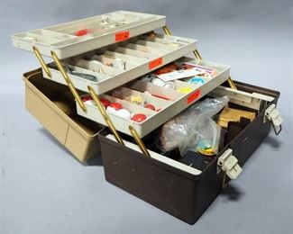 Fishing Tackle Assortment, Includes Lures, Weights, Bobbers, Line, And Much More, All In Plano Hard Tackle Box