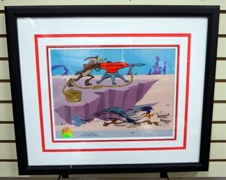 Warner Bros Chuck Jones Hand- Drawn And Inked Animation Cel Titled "Acme Harpoon Gun", Signed And Numbered 6/750, With COA And COA Sticker, See Descrip