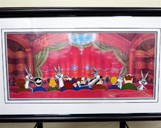 Warner Bros Virgil Ross Hand-Inked And Painted Animation Cel Titled "'Scuse Me, Pardon Me", Signed And Numbered AP29/75, With COA, Framed Double Matted, 32" Wide x 18.75" High