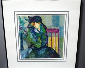 Barbara A. Wood (English, 1947- ) " Mrs. Calabash" Print, Signed And Numbered 618/975, Framed, Quadruple Matted, Under Glass, 40.5" Wide x 40.5" High