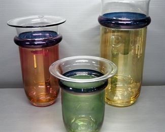 Danube Collections Colored Glass Jars, Qty 3, Various Colors, Heights Range 7" -12"