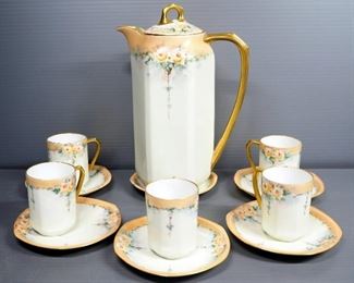 M T Austria Teaset With Floral Designs, Includes Teapot With Lid, 5 Teacups, And 6 Saucers, 12 Pieces Total