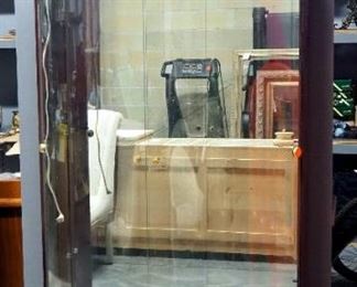 Lighted "Diva" Display Cabinet With 3 Glass Shelves, Powers On, 81" High x 36.5" x 20.5" Wide x Deep, Floor Missing Glass Insert