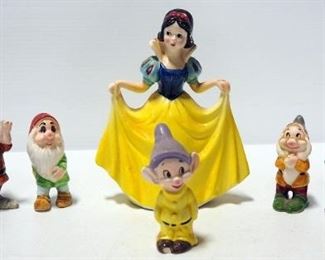 Walt Disney's Snow White Ceramic Figurines,  Includes Snow White And 7 Dwarves