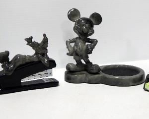 Disney's Mickey Mouse And Goofy Office Supplies, Includes Coaster, Stapler, Tape Dispenser, And Pen/Note Pad Holder, Total Pieces 4