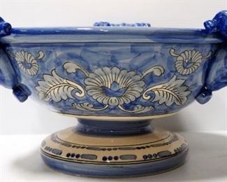 Ceramic Canisters With Lids, Qty 2 And Decorative Pedestalled Bowl