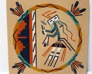 Navajo Sand Painting, 8" Wide x 8" High