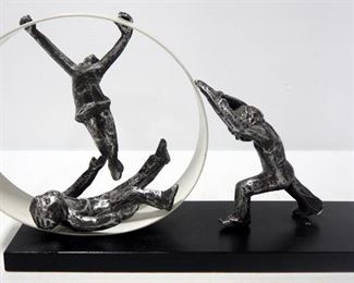 Adornment Of Children Playing With Hoop, Approx 8.5" High x 15" Wide