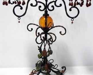 Iron Candelabrum With Leaf And Acorn Design