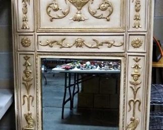 Mirror With Ornate Upper Area, Approx Overall Size 36" Wide x 71" High