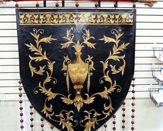 Large Shield Shaped Wall Hanging With Bead Tassels, 69" Wide x 67" High