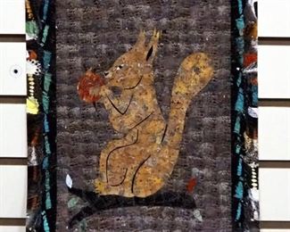 Handmade Image Of Squirrel Eating, Made From Butterfly Or Moth Wings, 11.5" Wide x 19" High
