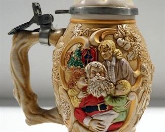 Original Gerzit Gerz Mustache Man Stein And Avon "Father Christmas" 1994 Stein