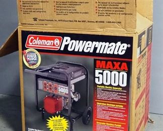 Coleman Powermate MAXA 5000 Portable Electric Generator, In Box, With Paperwork