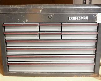 Craftsman Metal Toolbox With 10 Total Drawers And Lidded Top Storage (Open, Locked No Key), With Contents