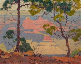 1014
Sam Hyde Harris
1889-1977, Alhambra, CA
"Grand Canyon"
Oil on board
Signed lower right: Sam Hyde Harris, signed again and titled verso
12" H x 16" W
Estimate: $2,000 - $3,000