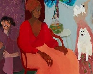 1045
Jan Green
20th Century
Haitian Woman Seated, 1980
Oil on canvas
Signed lower left: Jan Green, signed again and dated verso
30" H x 24" W
Estimate: $200 - $300