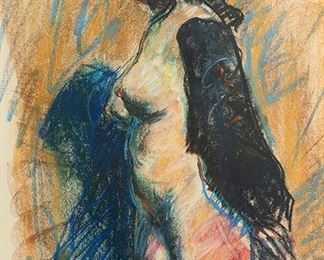 1046
Emil J. Kosa Jr. NA (1903-1968, Los Angeles, CA) Two Works
Standing nude female
Pastel on paper under glass
Sight: 23.75" H x 17" W
Signed lower left: Emil Kosa Jr.

Seated nude female
Pastel on paper under glass
Sight: 23.75" H x 17" W
Signed lower right: Emil Kosa Jr.
Estimate: $700 - $900