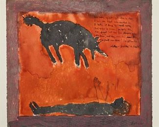 1074
DeLoss McGraw
b. 1945, American
"Isolation," 1980
Colored ink and gouache on paper under Plexiglas
Signed lower right: D. McGraw, titled and dated on gallery labels affixed to the backing board
22.25" H x 25" W
Estimate: $500 - $1,000