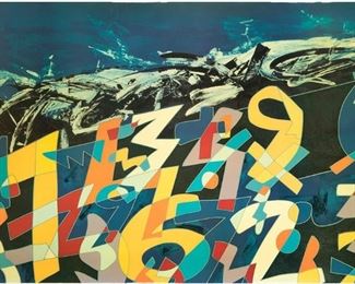 1075
Ugo Nespolo
b. 1941, Italian
"Swatch Watch"
Offset lithograph on paper laid to wood with clear acrylic overlay
Signed lower left: Nespolo, titled by repute
32" H x 48.5" W
Estimate: $1,500 - $2,000