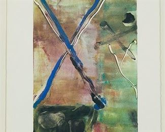 1091
Andrew Ong
20th Century
"XXX-000," 1979
Monoprint on paper under glass
Signed and dated in pencil lower right margin: Andrew Ong / '79, titled in pencil lower center margin, inscribed in pencil lower left margin: "Monoprint"
Sheet: 11.5" H x 7.5" W; Image: 7" H x 5" W
Estimate: $300 - $500