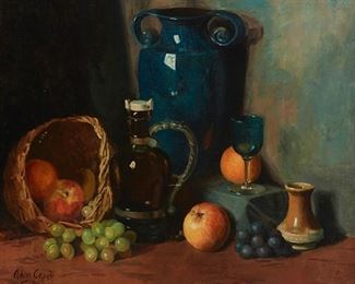 1114
Adam Coyle
20th Century, Irish
Still Life With Fruit And Tableware
Oil on canvas
Signed lower left: Adam Coyle
21.75" H x 25" W
Estimate: $200 - $300