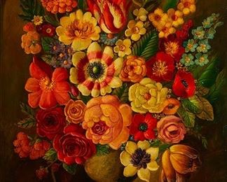 1113
Michael Marsden
1906-1994, American
Floral Still Life
Oil on canvas
Signed lower left: Michael Marsden
40" H x 30" W
Estimate: $1,000 - $2,000