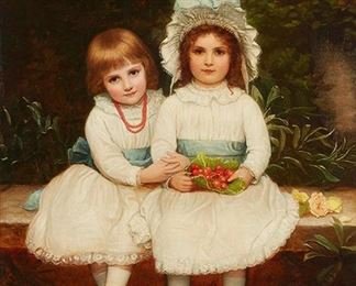 1128
Portrait Of Two Young Girls Sitting In The Garden
19th Century Continental School
Oil on canvas laid to canvas
Appears unsigned
47" H x 34" W
Estimate: $200 - $300