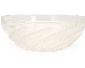 2001
A René Lalique "Poissons" Glass Bowl
Second-quarter 20th Century
Signed to interior: R. Lalique
Designed 1931 by Rene Lalique, in opalescent glass with a spiral of sardines radiating around a stylized field of bubbles at the center
3.5" H x 9.25" Dia
Estimate: $400 - $600