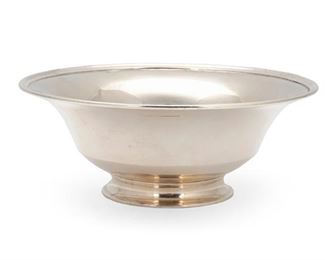 2012
A Tiffany & Co. Sterling Silver Bowl
1907-1947, directorship of John C. Moore
Marked: Tiffany & Co. / 19888 Makers 8489 / Sterling Silver / 925-1000 / M
With pedestal base
2.625" H x 7" Dia.
11.275 oz. troy approximately
Estimate: $300 - $500