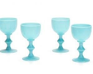 2013
Eight Light Blue French Opaline Glass Goblets
Late 19th/early 20th Century
Each goblet raised on knopped stem, 8 pieces
Each: 4.5" H x 2.5" Dia.
Estimate: $200 - $400