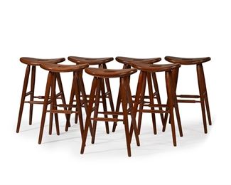 2028
Seven Oak Stools
Third-quarter 20th Century
Each designed with a curved oval seat, 7 pieces
31.25" H x 19.5" W x 17" D
Estimate: $400 - $600