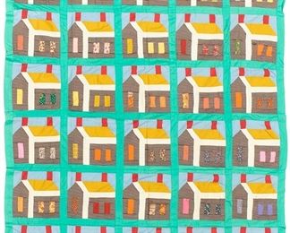 2047
Two American-Made Quilts
First-half 20th Century
Each hand-stitched comprising one quilt topper with a log cabin motif (78" H x 66" W) and one with multicolor sawtooth squares and magenta backing (73" H x 73" W), 2 pieces
Estimate: $300 - $500