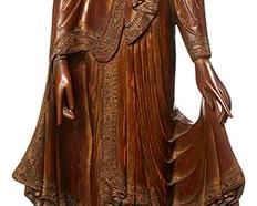 2063
A Mandalay-Style Burmese Standing Buddha Figure
20th Century
Carved wood with painted and applied mirror and colored decoration
74" H x 27" W x 15" D
Estimate: $800 - $1,200