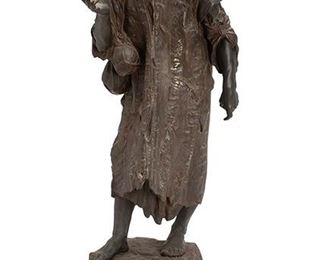 2066
A Spelter Figure Of An Arab Storyteller
Late 19th/early 20th Century
Apparently unsigned
The standing figure in robes with travel sacks
32.5" H x 9.5" W x 11" D
Estimate: $600 - $800