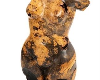 2074
Sigmund De Tonancour
20th Century
Torso Sculpture Female
Burlwood on stone base
Signed: Sigmund de Tonancour / 1986
Sculpture: 31" H x 19" W x 9" D; Overall: 32.25" H x 19" W x 13" D
Estimate: $1,000 - $2,000