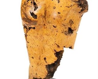 2075
Sigmund De Tonancour
20th Century
Torso Sculpture Male
Burlwood on stone base
Signed: Sig. De Tonancour / 86
Sculpture: 32.5" H x 22" W x 10" D; Overall: 33.75" H x 22" W x 13" D
Estimate: $1,000 - $2,000