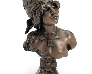 2172
Emmanuel Villanis
1858-1914, French
"Saida"
Patinated bronze
Signed, titled, and numbered: E Villanis / Saida / 250
12" H x 7.5" W x 5.25" D
Estimate: $400 - $600
