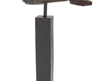 2178
An Oceanic Wooden Ornamental Canoe Prow
Circa 1940s; Middle Sepik River, Papua New Guinea
The wooden canoe ornament in carved-bird form
19" H x 4.5" W x 3" D
Estimate: $1,000 - $2,000