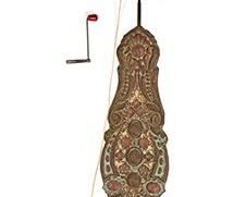 2199
A French Morbier Wall Clock
19th Century
Marked to dial: A. Rougie / a Carcassonne
The brass Morbier clock with repousse and chased dial frame and matching pendulum with floral motifs and polychrome and gilt decorations, painted metal dial with black Roman numeral hour markers and minute track, two train movement
59" H x 14" W x 6.25" D
Estimate: $500 - $700