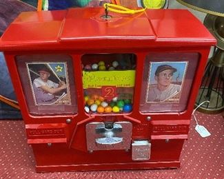 Rare 1950's Oak Baseball Card and Gumball Dispenser(Some 1962 Baseball Cards Inside)