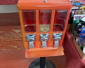 Vintage Three Section Gumball Machine with Stand