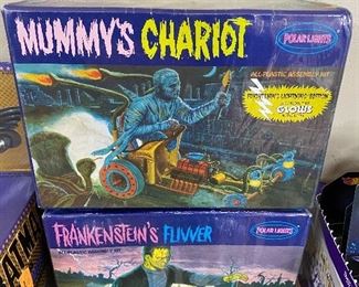 Polar Lights Mummy's Chariot and Frankenstein's Flivver Model Kits