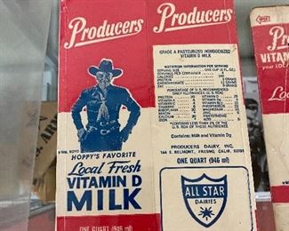 Old Hopalong Cassidy All Star Dairies Premium Cartons