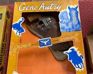 Gene Autry Cowboy Outfit Box and Autry Cap Gun and Holster(Diamond H Brand) 