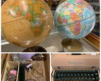 typewriters, globes, jewelry