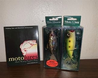 2 Motolures, Chuck Woolery Signature Series, Fishing Lures. Both in original boxes and never used.